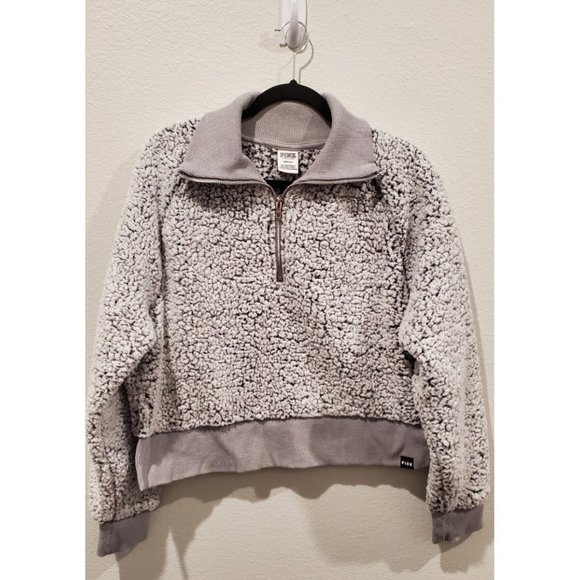 PINK Sharpa Gray Half Zipper - Picture 3 of 7